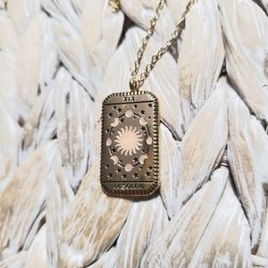 NEW LE SOLEIL Sun Gold tarot card layering necklace boho pendant